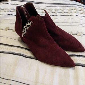 VIAJIYU Ankle Boots Made In Italy Size 37 1/2 Burgundy